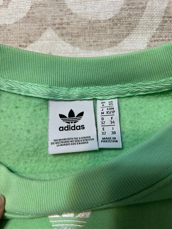Light Green Adidas Cropped Sweatshirt with Small Embroidered Logo - Picture 3 of 8